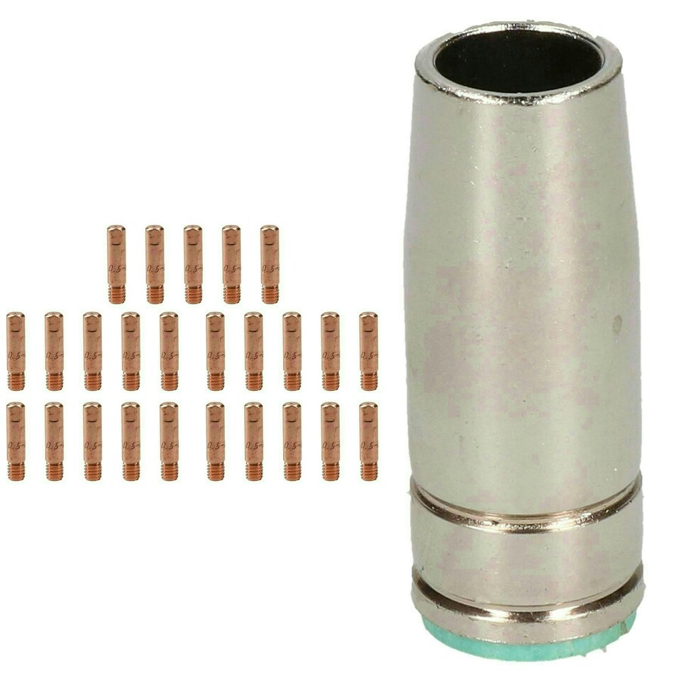 image 1 of 1 shroud & 25 x 0.6mm Contact Tips MIG Welding Binzel Style Euro Torch MB25