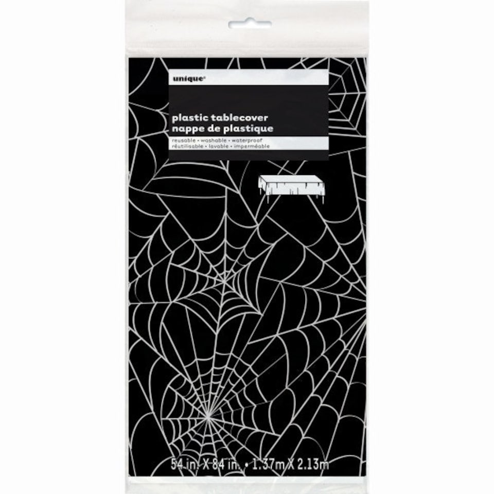image 1 of Spider Web Rectangular Plastic Table Cover, 54"x84"