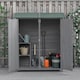 image 7 of Outsunny Small Shed, Wooden Garden Shed with Flexible Table, Hooks and Ground Nails, Lockable Tool Shed with Asphalt Roof, 140 x 75 x 157cm, Grey
