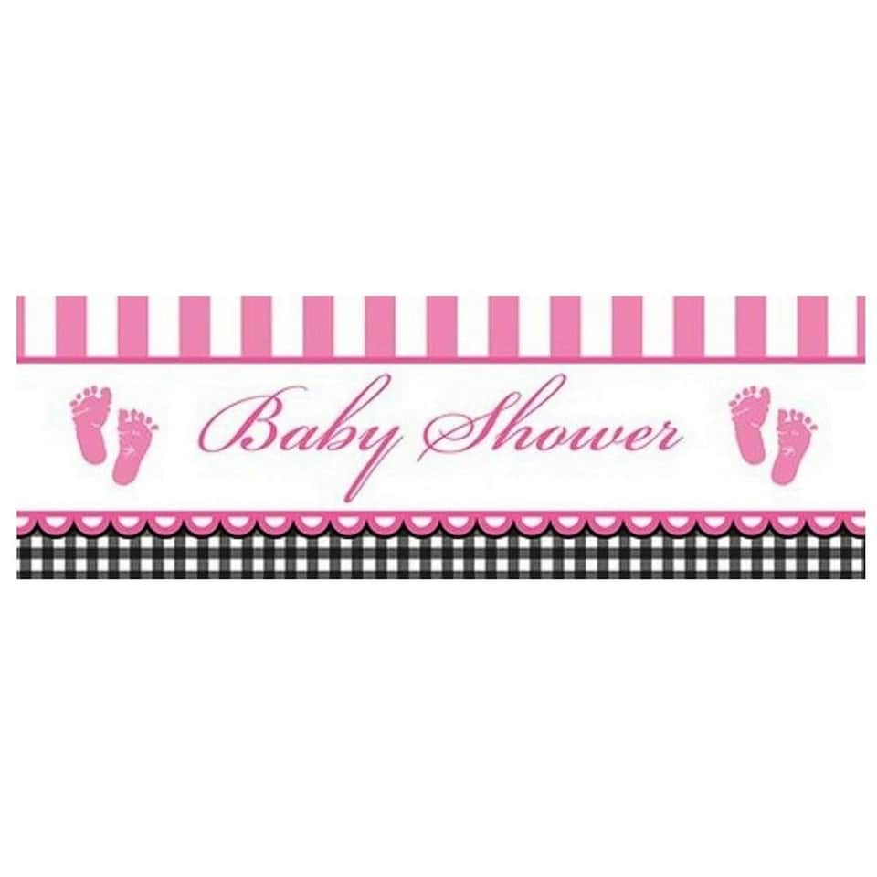 image 1 of Creative Party Giant Baby Shower Banner - Pink/White/Black - One Size