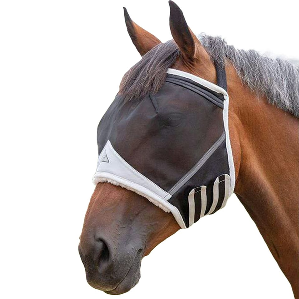 Shires Fine Mesh Earless Horse Fly Mask - Black - Full