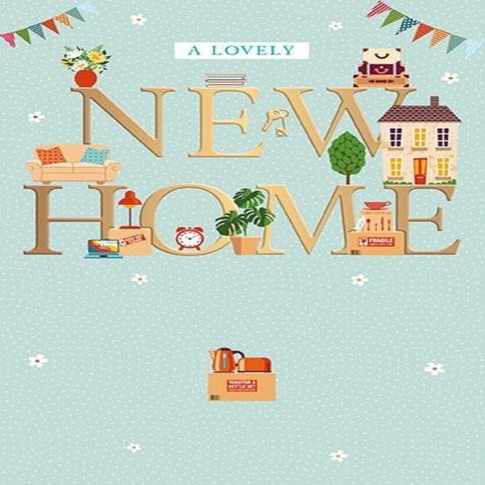 Words 'n' Wishes Traditional A Lovely New Home Card, Housewarming, Gold Foil Finish, UK Made