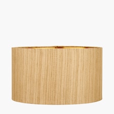 Gold Slubbed Faux Silk Gold Lined Drum Lampshade | Gold | Gold | 1