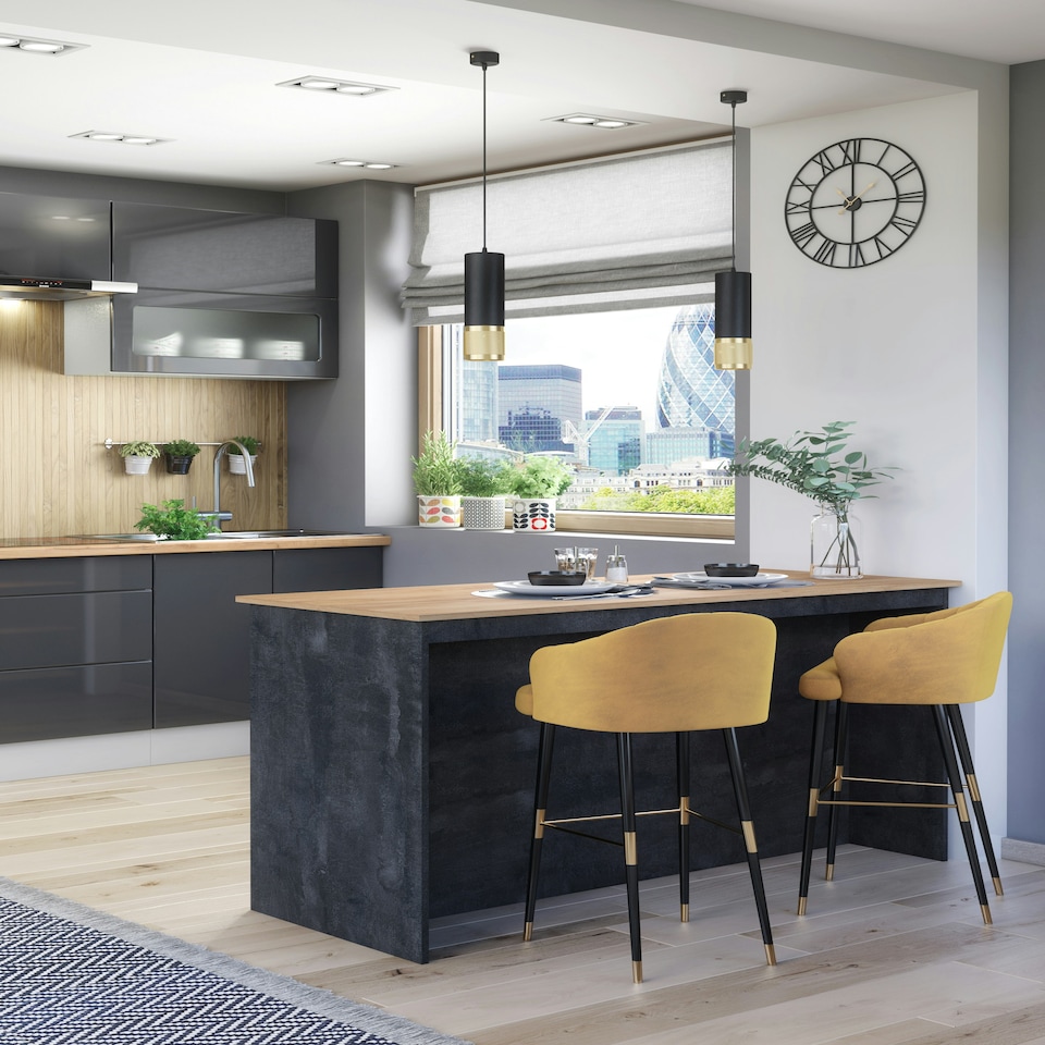 image 1 of Furneo Kitchen Island 02 Graphite Stone and Oak effect N/A