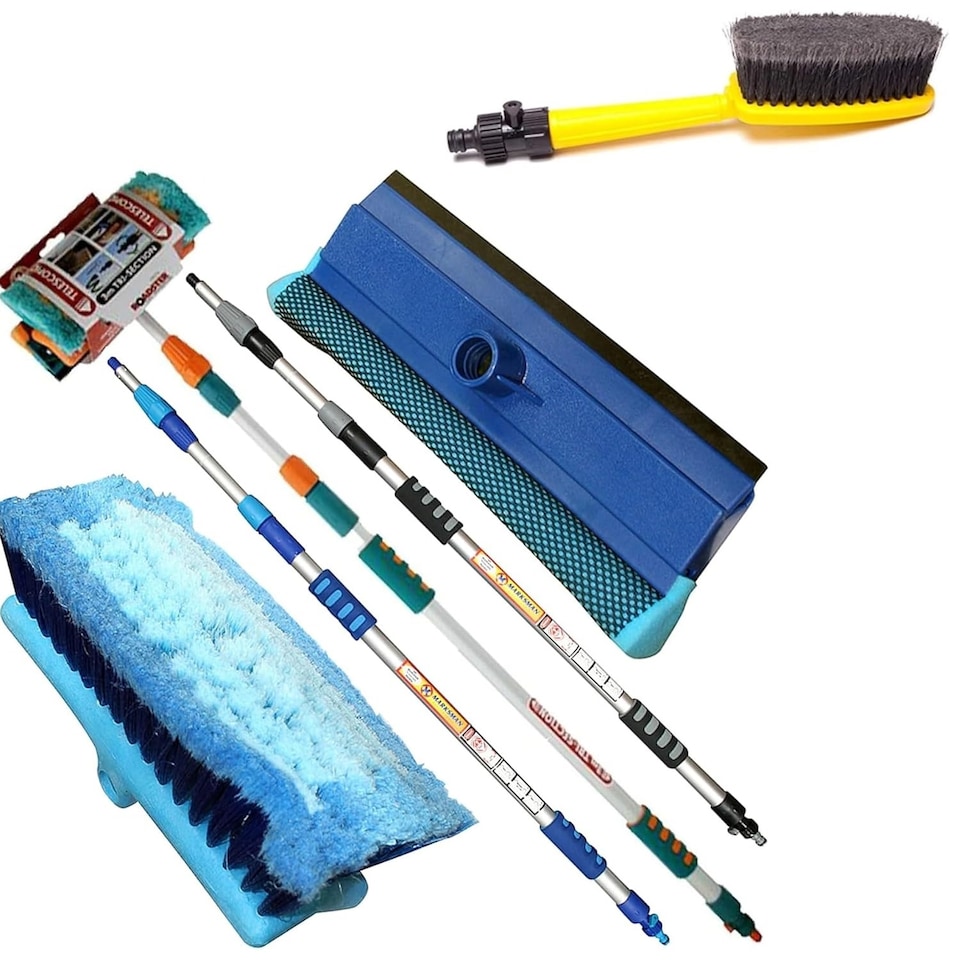 image 1 of Car Cleaning Kit 3m 9ft Telescopic Water Brush + 2 In 1 Spray Wheel Brush Diy