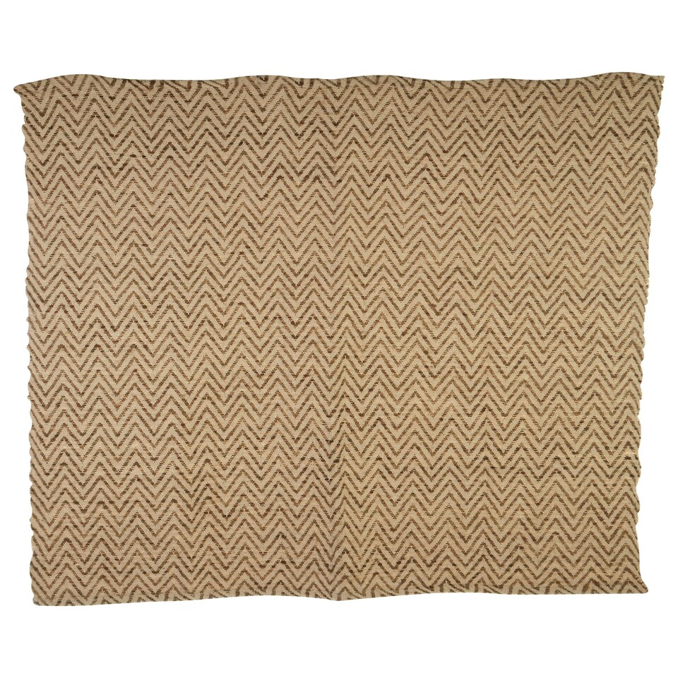 image 1 of Interiors by Premier Beige Woven Chevron Throw, Soft Cotton & Viscose Blend Sofa Throw, Durable Geometric Blanket Brown