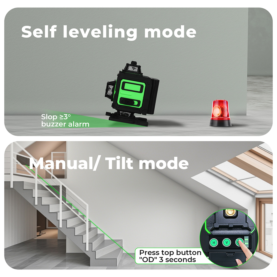 image 1 of Traderight 4D 16 Line Green Laser Level 360 Degree Self Leveling with Remote Tripod