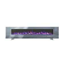 Living and Home 72 Inch Electric Fireplace- Recessed/Wall-mounted with Remote and Touch Screen,1800W,Grey