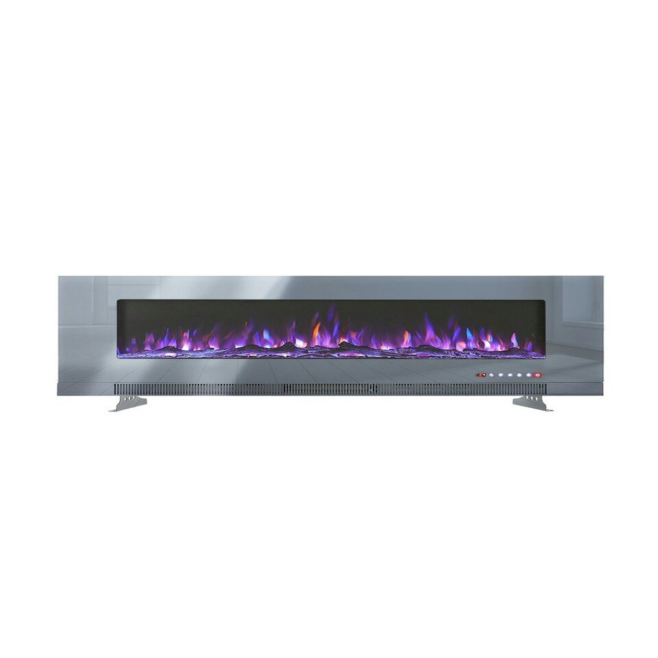 image 1 of Living and Home 72 Inch Electric Fireplace- Recessed/Wall-mounted with Remote and Touch Screen,1800W,Grey