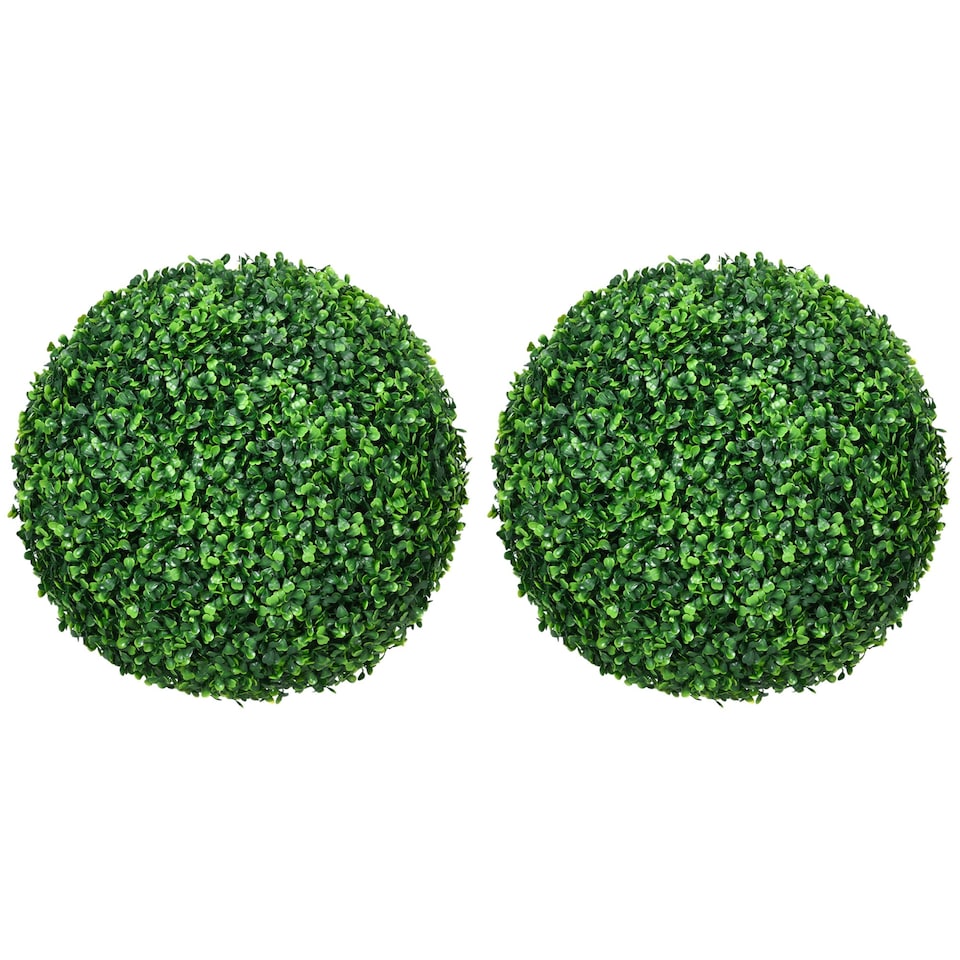 image 1 of HOMCOM Set of 2 Artificial Topiary Balls Indoor Outdoor Faux Boxwood Balls