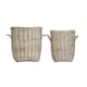 image 2 of Charles Bentley Snug Set Of Two Fabric Lined Wicker Log Baskets Handmade Rope