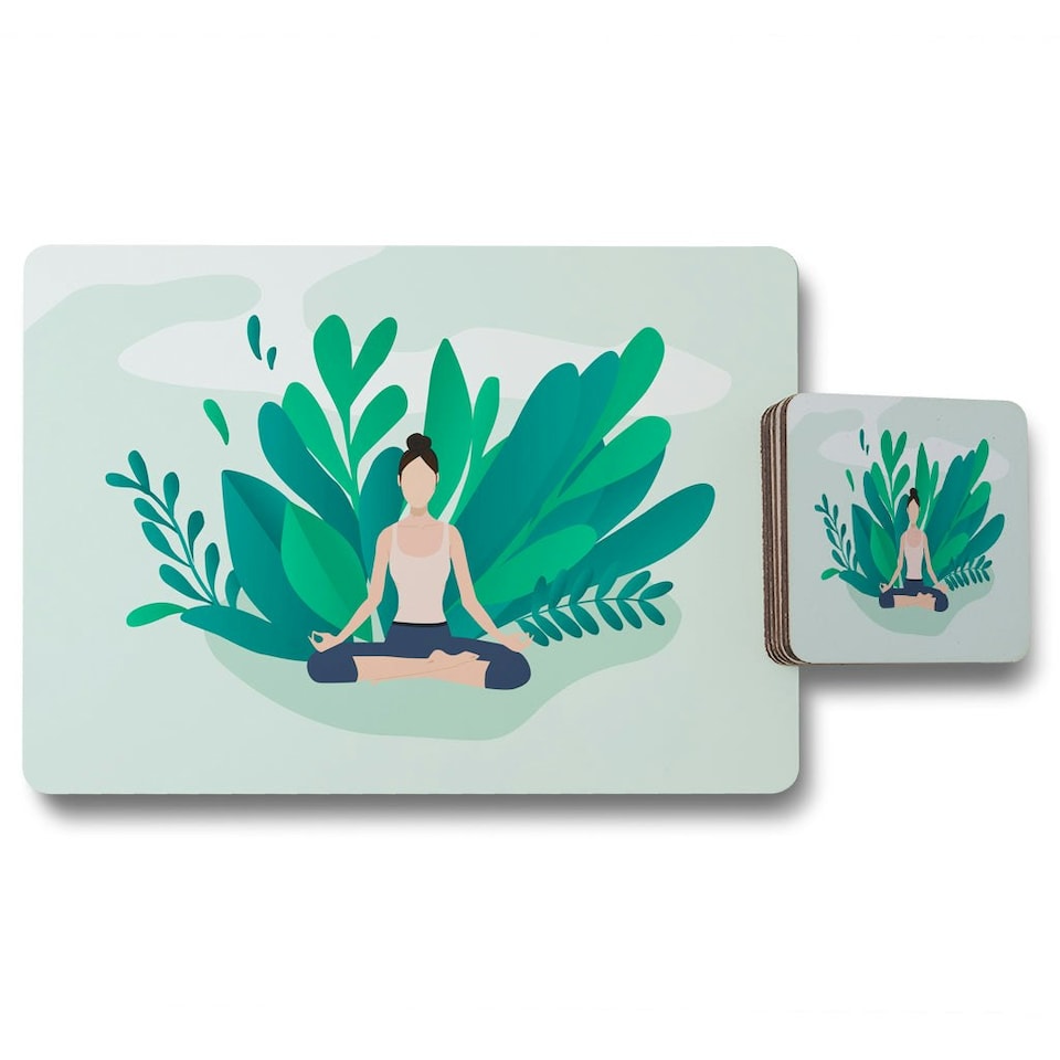 image 1 of Woman Meditating (Placemat & Coaster Set)