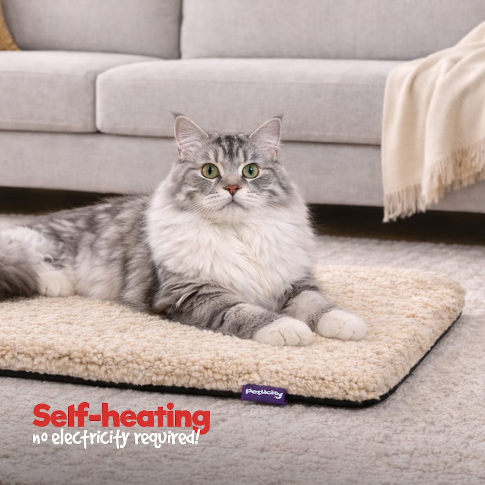 image 1 of Petlicity Self Heating Pet Bed 60x45cm - No Electricity Required - Machine Washable - Beige