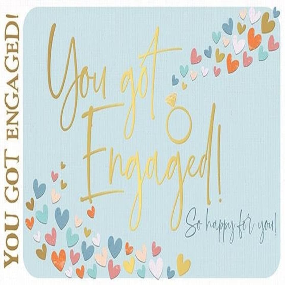 Words 'n' Wishes You Got Engaged Card, Gold Foil Finish, Engagement, Made in the UK