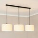image 2 of ValueLights Reni Cream Boucle Drum Shade 3 Drop Bar Black Diner Ceiling Light with LED Bulbs Black