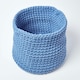 image 2 of Homescapes Blue Cotton Knitted Round Storage Basket - 42 x 37cm | Blue | L