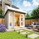 image 3 of Dorset 2-Log Cabin, Wooden Garden Room, Timber Summerhouse, Home Office - L430 x W370 x H239.4 cm Brown