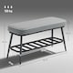 image 7 of HOMCOM Shoe Bench, PU Leather Shoe Storage Bench for Entryway, Grey Grey | Black