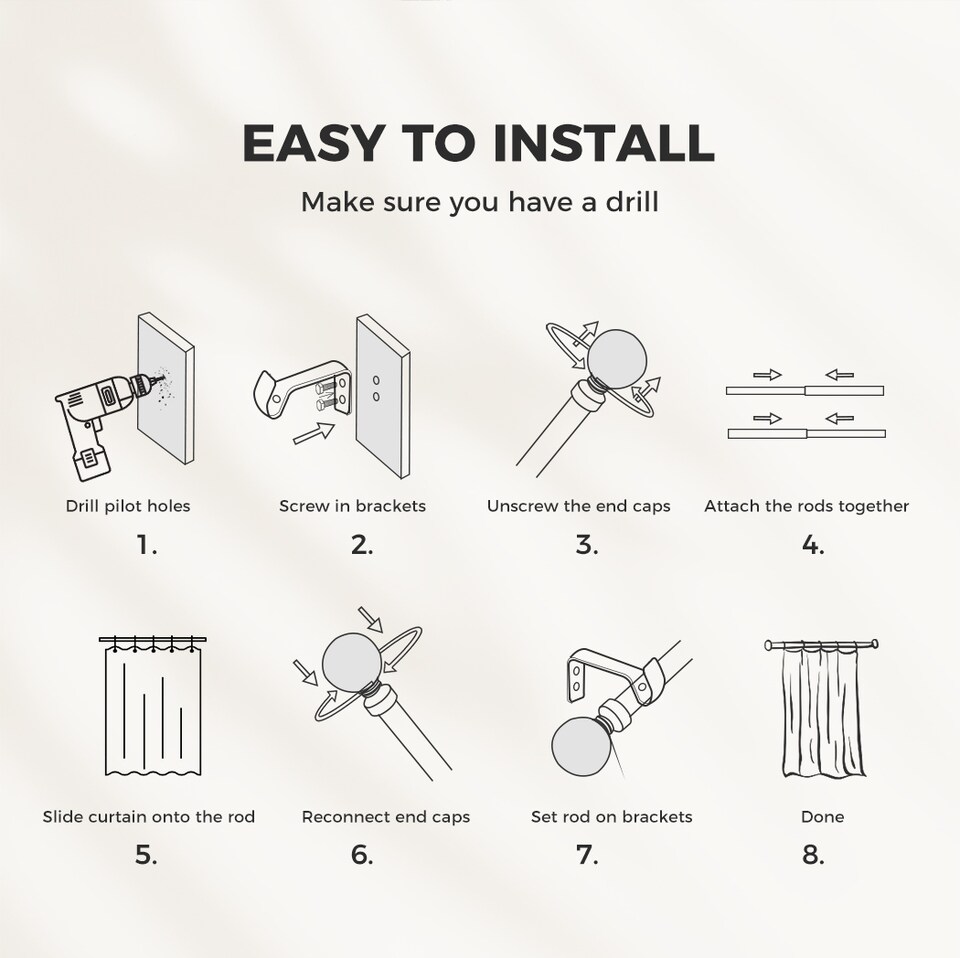 image 1 of Marlow Satin Nickel Steel Curtain Rod Set Extendable Adjustable Quiet | Silver | Silver