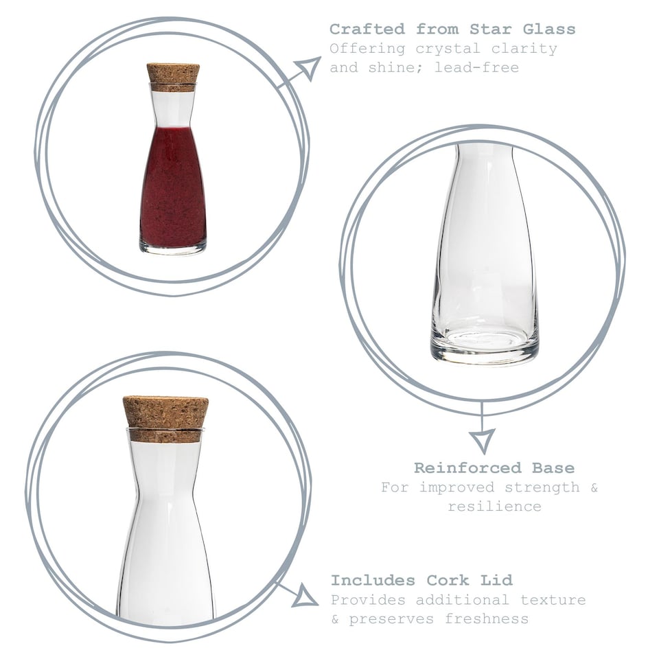 image 1 of Bormioli Rocco Ypsilon Glass Carafe With Cork Lid - 1.1 Litre