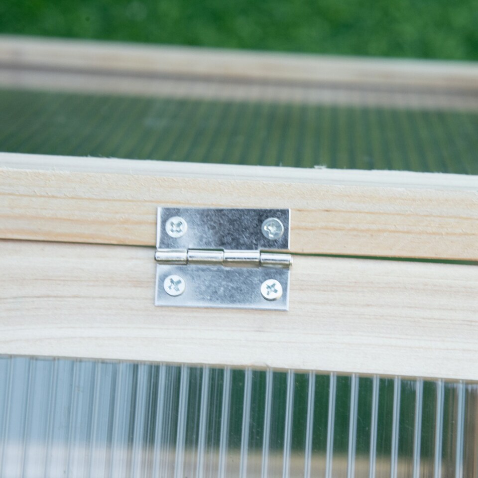 image 1 of Outsunny Wooden Cold Frame Greenhouse Garden Polycarbonate Grow House, Natural