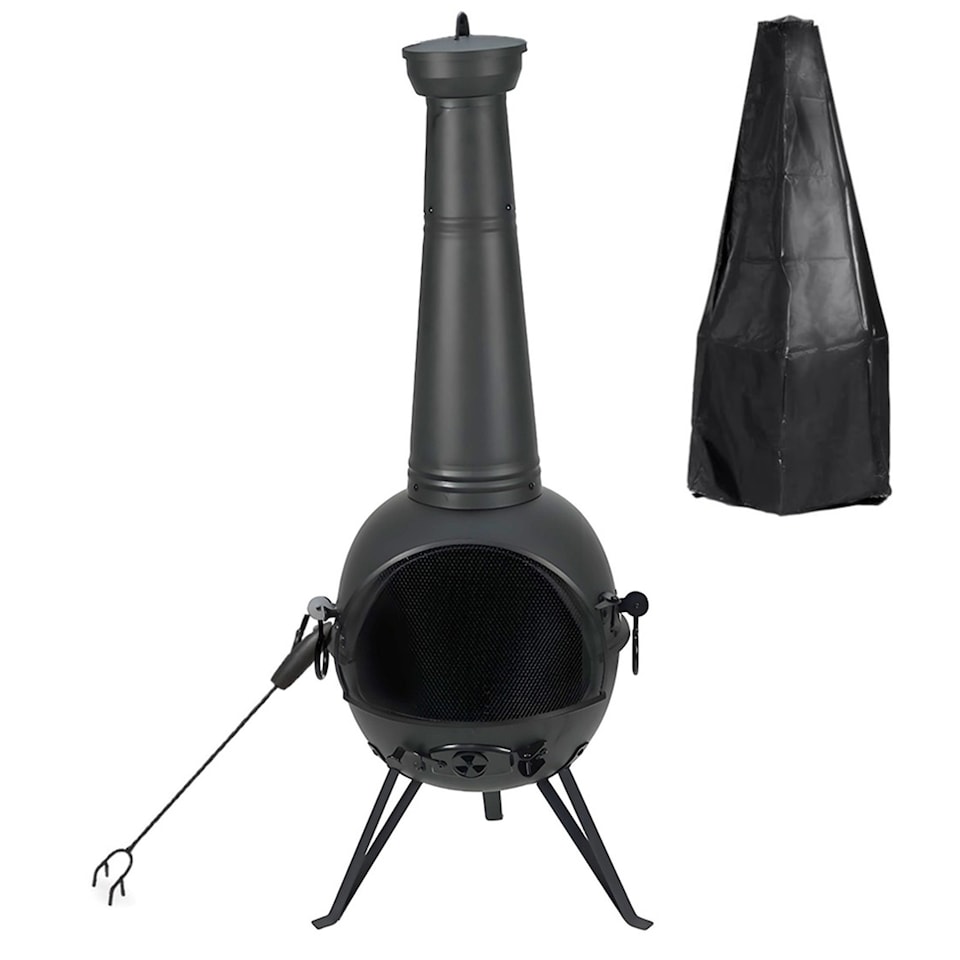 image 1 of Gr8 Garden Large 130cm Tall Garden Patio Chiminea Wood Log Burner Fire Pit BBQ Grill Heater