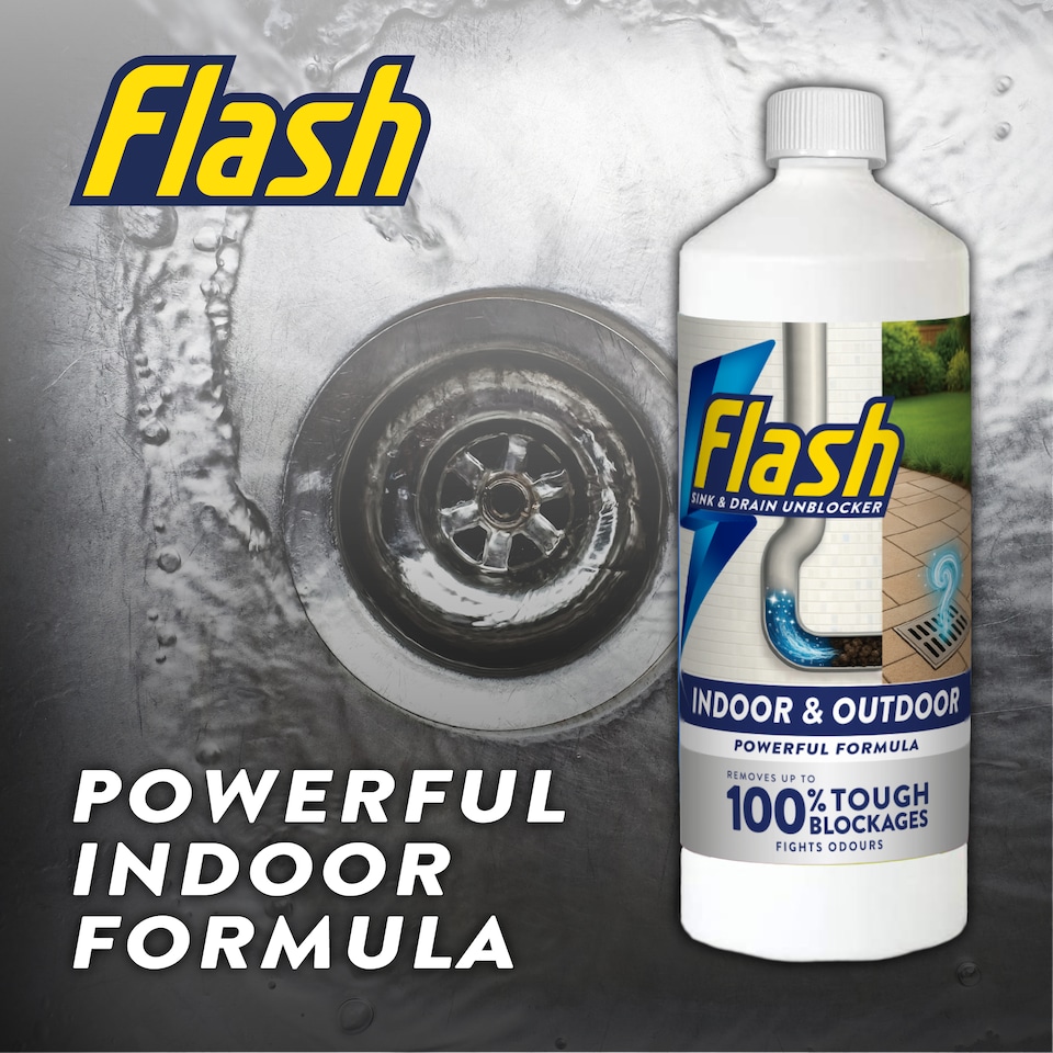 image 1 of Flash Indoor & Outdoor Sink and Drain Unblocker 1L