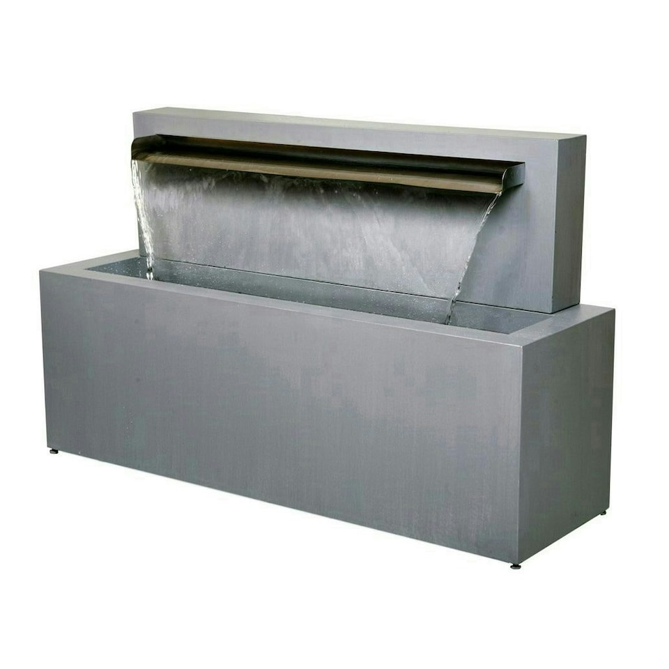 image 1 of Primrose Blade Fountain Brushed Trough Stainless Steel Water Feature Silver 57cm
