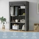 image 7 of HOMCOM Fabric Wardrobe w/ Shelves Hanging Rail Foldable Closets Dark Grey Grey