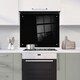 image 1 of 60 x 70cm Black Glass Kitchen Splashback Splatter Screen Pre Drilled Holes Wall Hanging Fixings Included