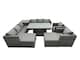 image 1 of Fimous Rattan Dining Table Sofa Set with Side Table 2 Armchair 2 Stools Outdoor 10 Seat Garden Furniture Set Dark Grey Mixed