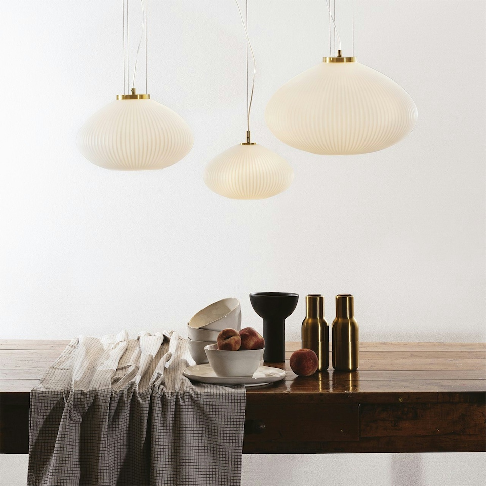 image 1 of Plisse Globe Dome Pendant Ceiling Light Brass 35cm