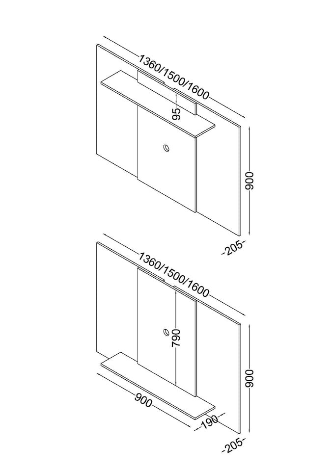 image 1 of Lido TV Display Wall Panel - Extendable or Fixed Media Panel with Adjustable Shelf for TVs