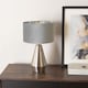 image 2 of ValueLights Jax Brushed Chrome Touch Table Lamp Grey Velvet Chrome Shade and Bulb