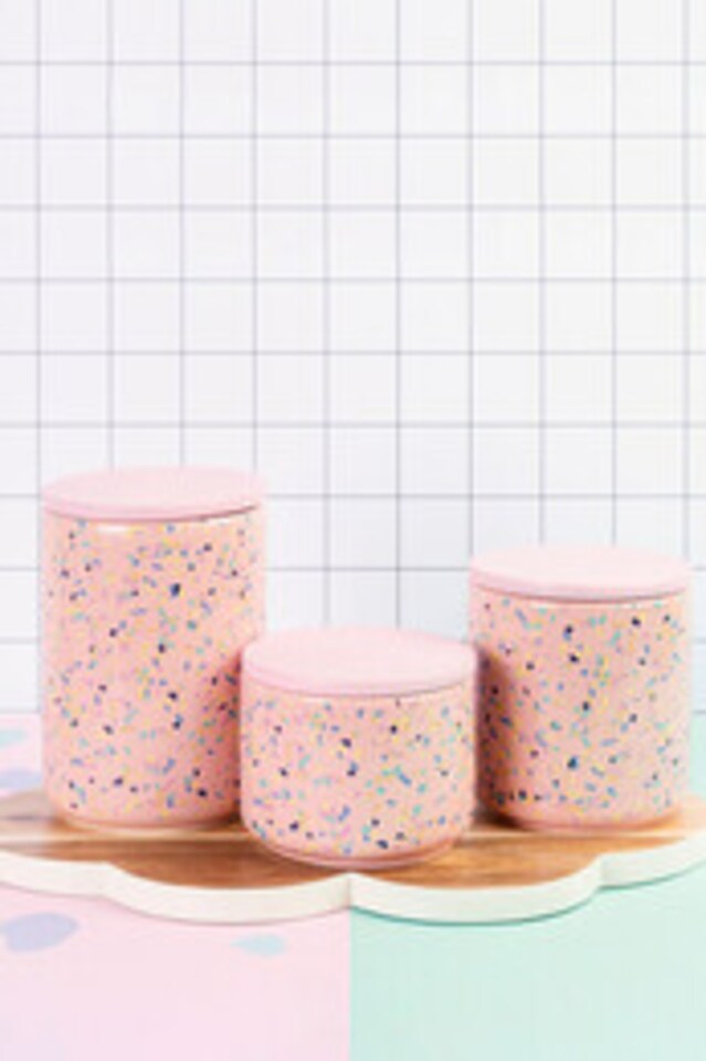 image 1 of Yuki Medium Pink Terrazzo Storage Canister