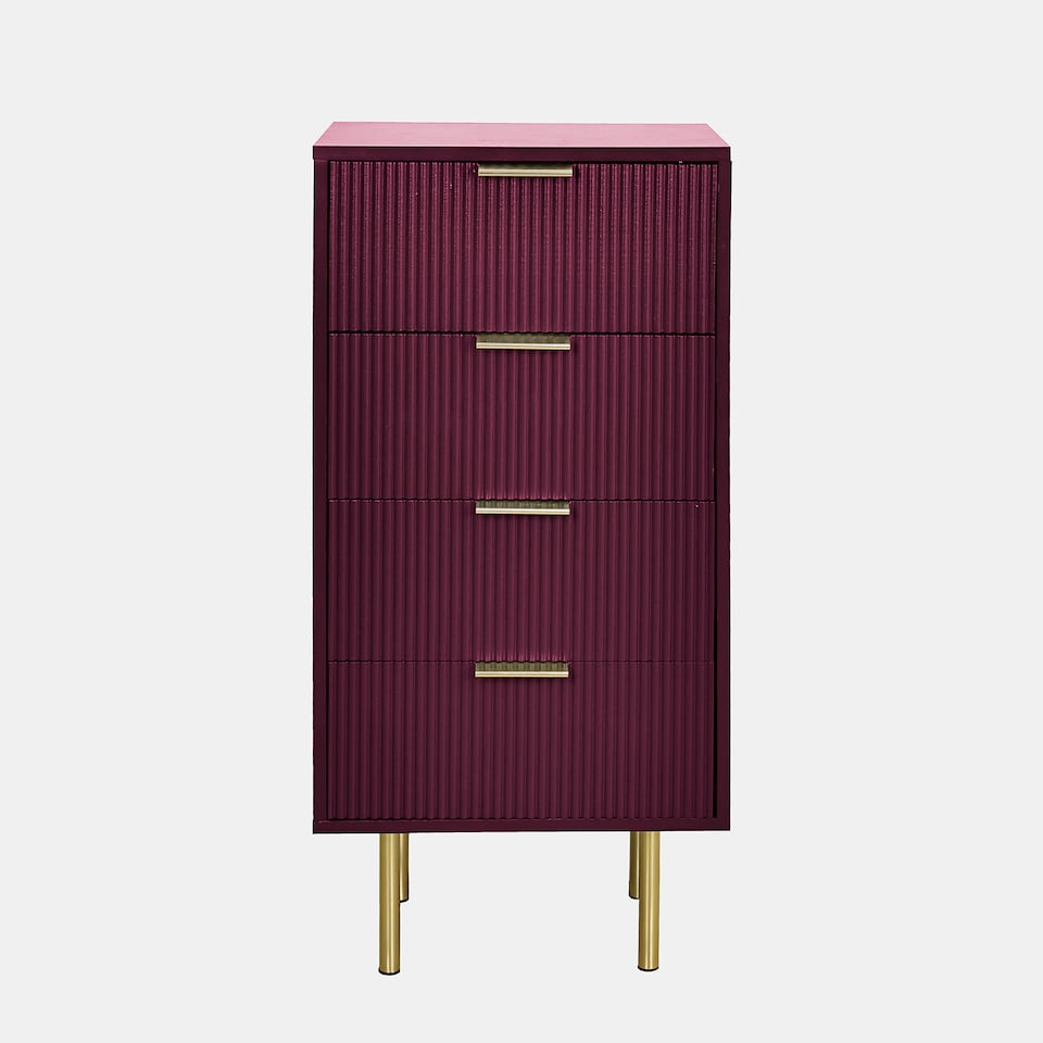 image 1 of OHS Ribbed 4-Drawer Unit Engineered Wood Cabinet Storage