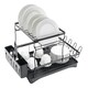 image 1 of Living and Home Steel Dish Rack with Utensil and Glass Holder -  Black