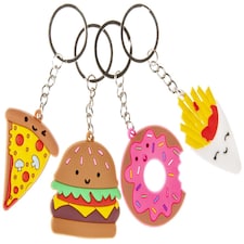 Pack of 12 Fast Food Design Keychains - Treat or Trick Theme Party Bag Filler