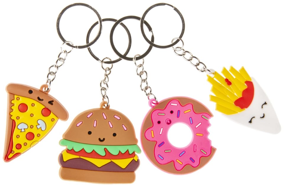 image 1 of Pack of 12 Fast Food Design Keychains - Treat or Trick Theme Party Bag Filler