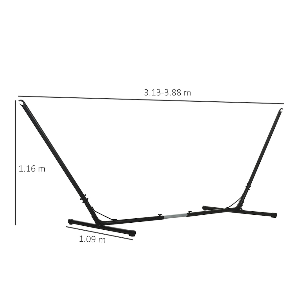 image 1 of Outsunny 12ft/3.8m Hammock Stand Adjustable Universal Fit Garden Camping Picnic | Black