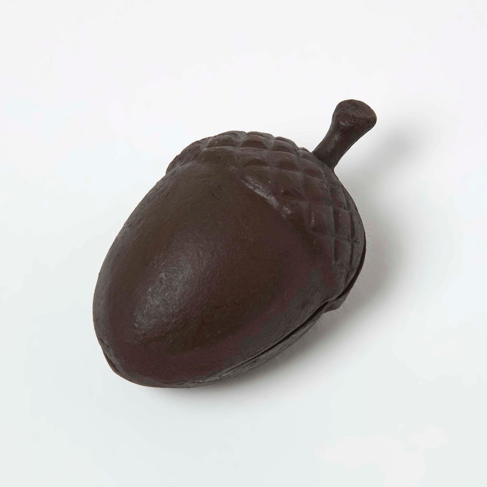 image 1 of Homescapes Brown Hollow Acorn Key Keeper Cast Iron