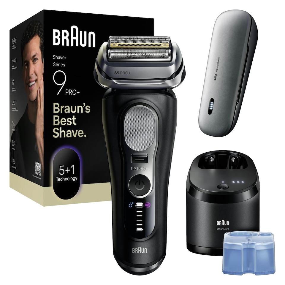 image 1 of Braun Series 9 PRO+ Electric Shaver, Pro SensoAdapt, SmartCare Center, 9670CC, Black