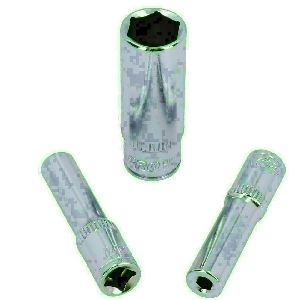 image 1 of 1/4" Drive Double Deep Imperial SAE AF 6 Sided Sockets 5/32" - 1/2" 11pc Set