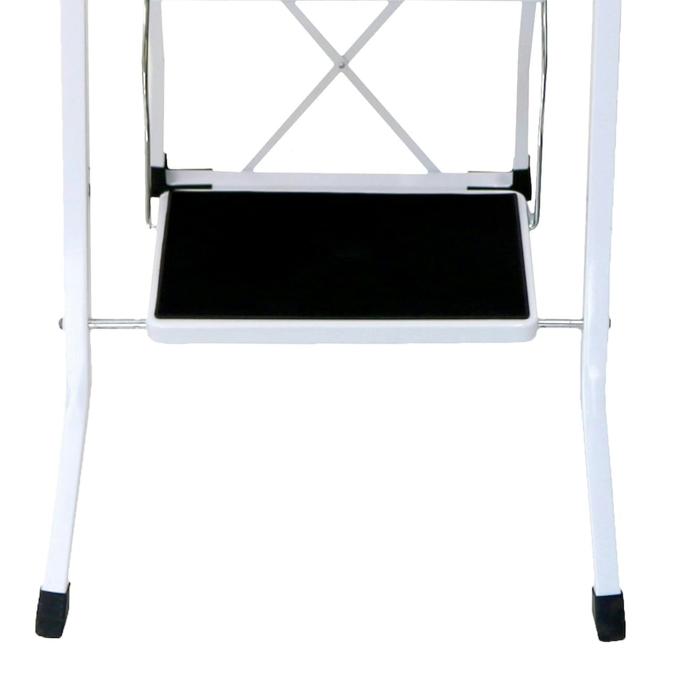 image 1 of Oypla Foldable 3 Step Ladder Stepladder Non Slip Tread Safety Steel White