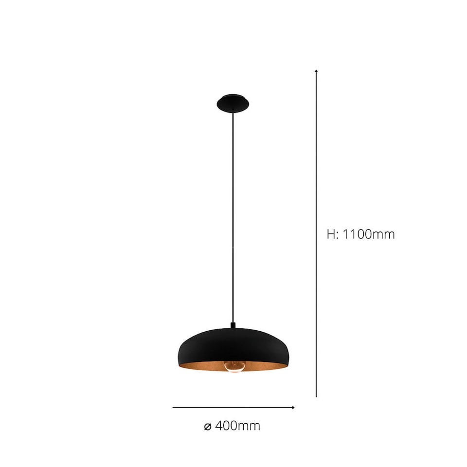 image 1 of EGLO Mogano 1 Vintage Steel Black And Copper Single Pendant Light