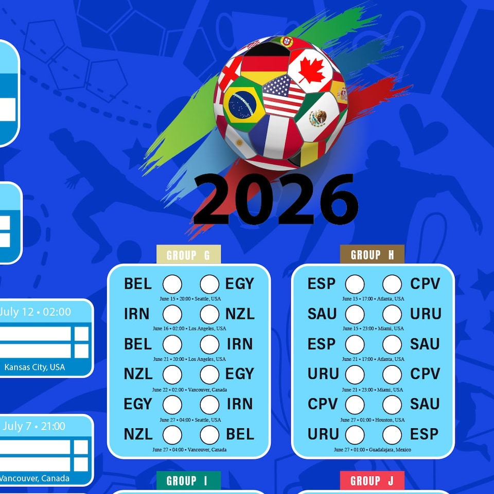 image 1 of World Football Championship Cup 2026 A3 Fixture Wall Chart