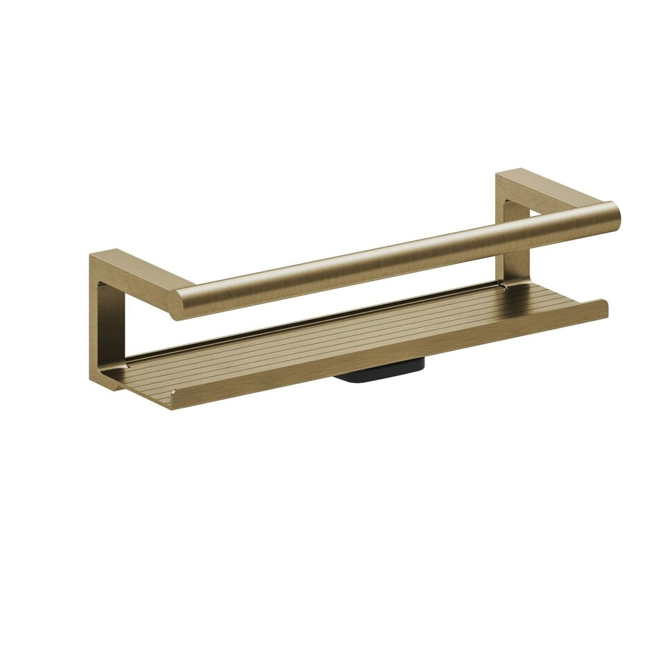 image 1 of Cosmic Glass Soap Dish with Screws and Durable Metal for Bathroom, Brushed Gold