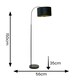 image 3 of ValueLights Curva Black Arched Floor Lamp with Black Velvet and Gold Inner Lamp Shade & Bulb
