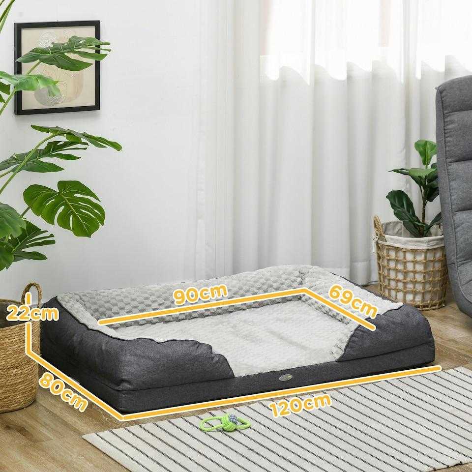 image 1 of PawHut Dog Bed Calming Pet Bed Dog Mattress for Large Dogs - Charcoal Grey
