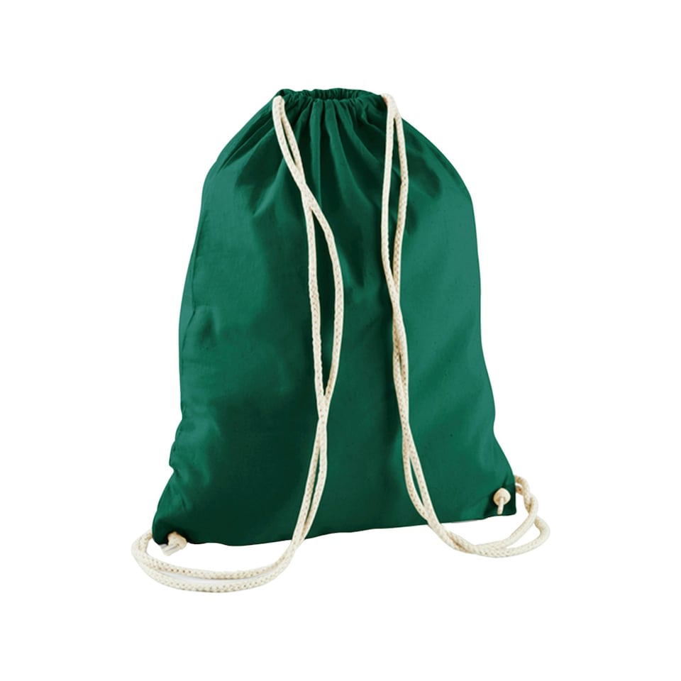 image 1 of Westford Mill Cotton Gymsac Bag - 12 Litres - Bottle Green - One Size Green | One Size